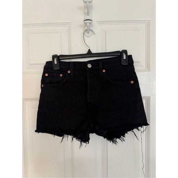Levi’s 501 black high waisted shorts sz 25 - Picture 3 of 7